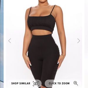 Black biker short set